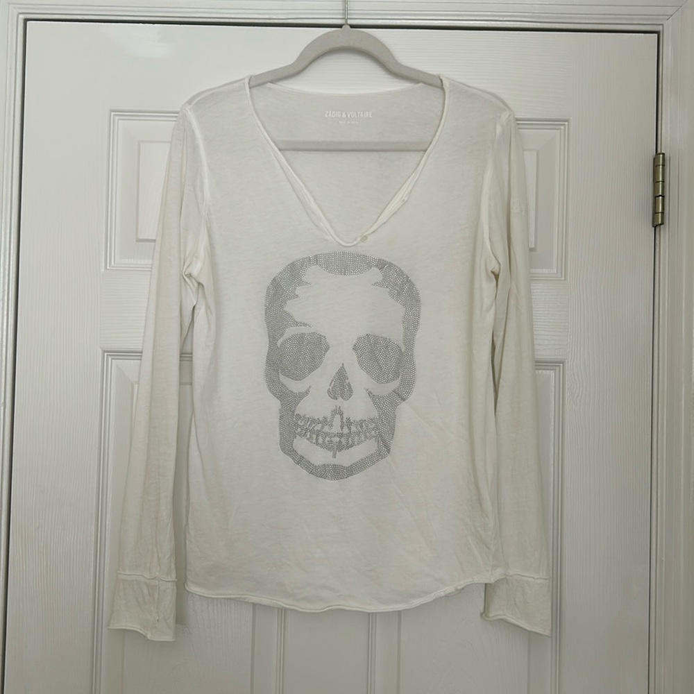 Zadig and Voltaire long sleeve skull t shirt